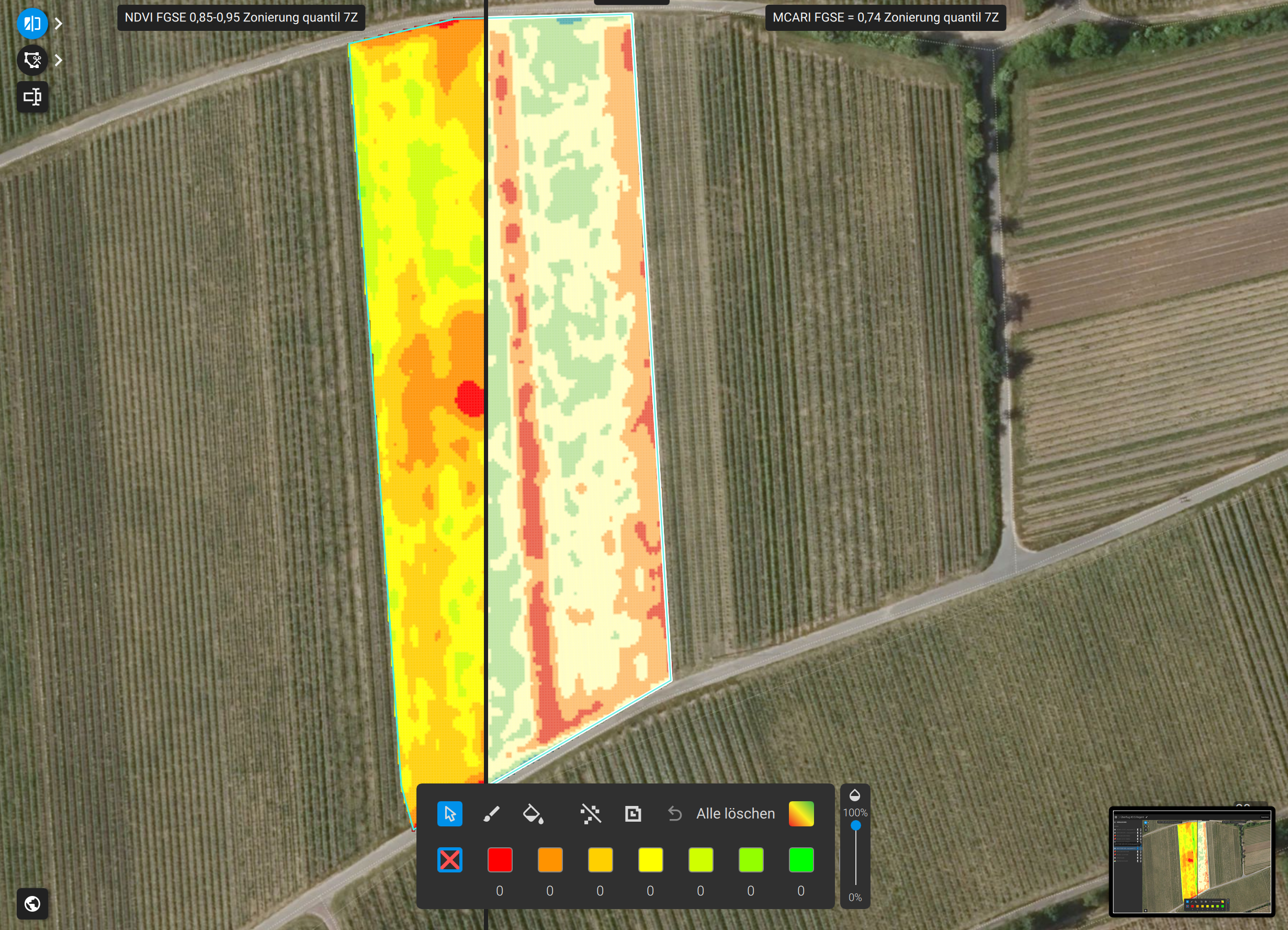 NDVI vs. MCARI Vergleich – Kallstadt